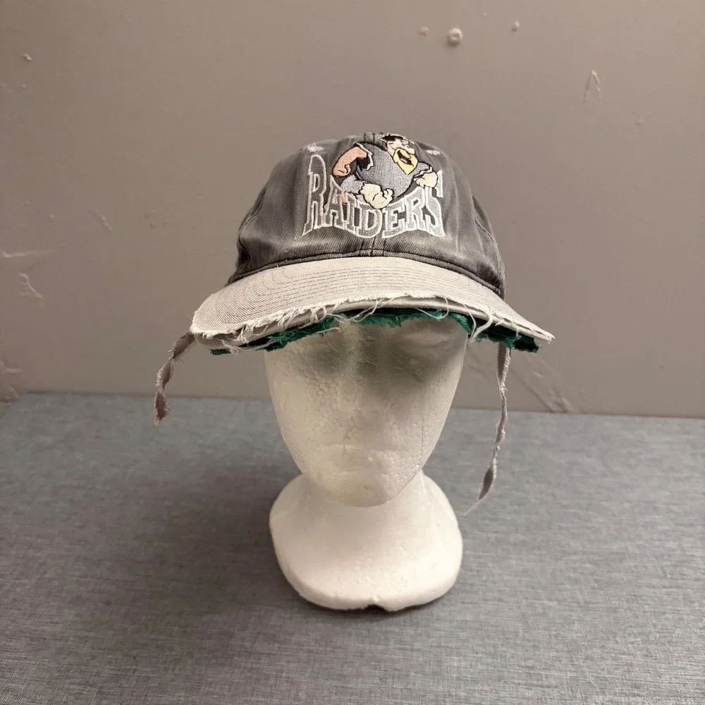 Vintage Flintstones Hat‎ Mens OSFA Grey 1993 Barney Rubble Raiders Trashed 90s
